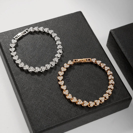 Luxury Roman Crystal Geometric Chain Bracelets for Women